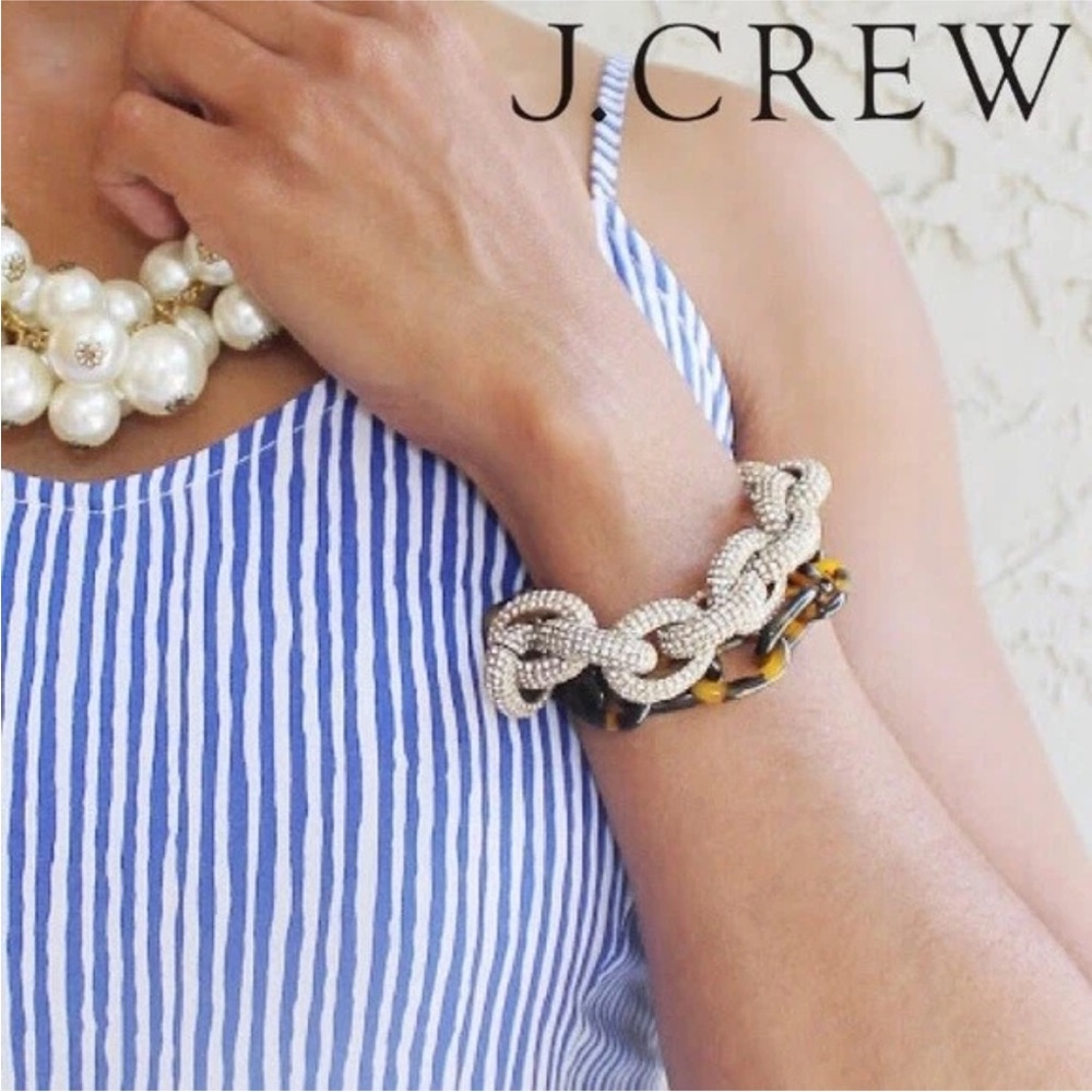 J. Crew Pavé & Tortoise Double-Link Bracelet